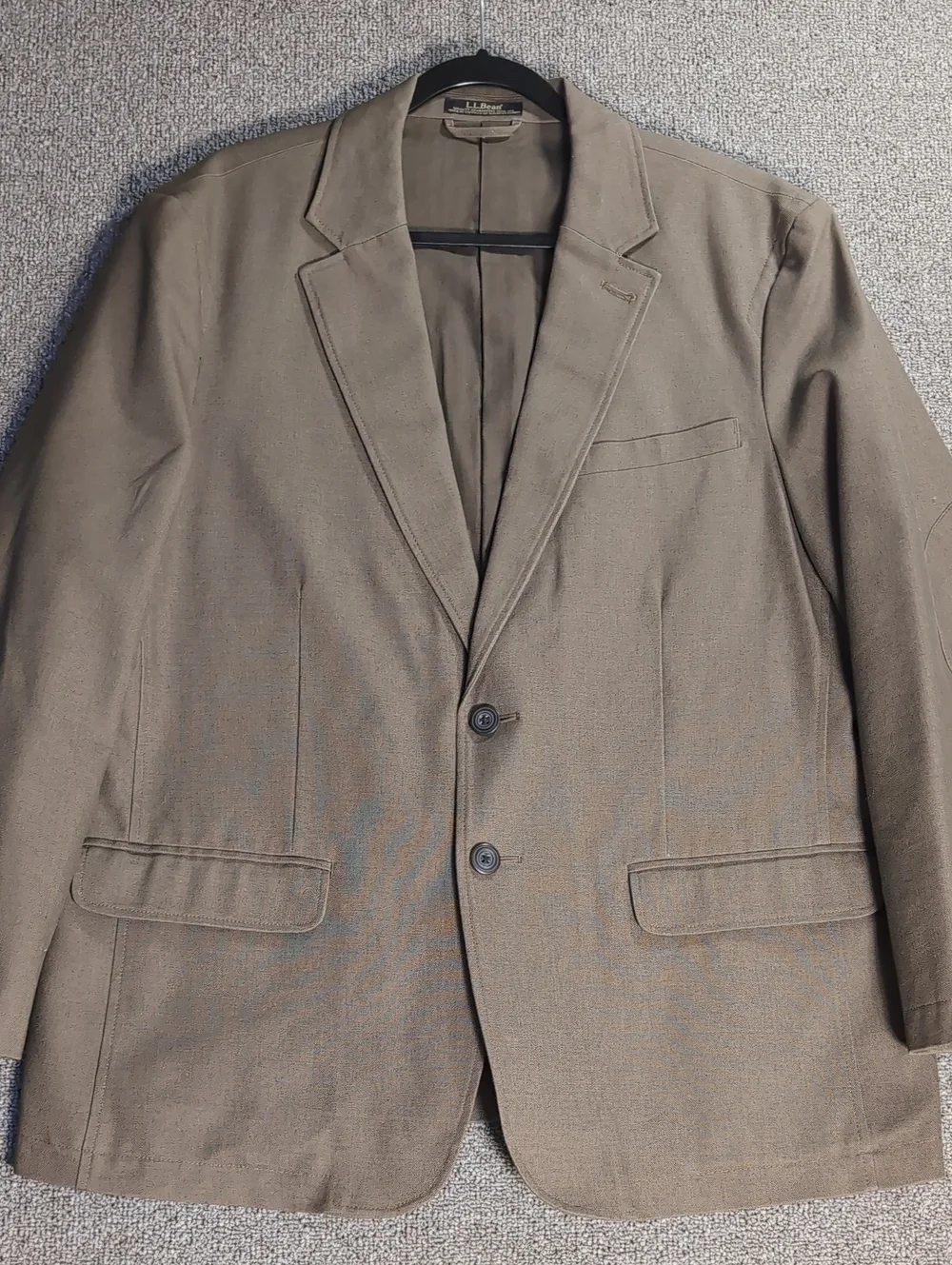 L.L. Bean Canvas Sport Coat Size 44 Short In Earth Brown Cotton - Elbow Pads